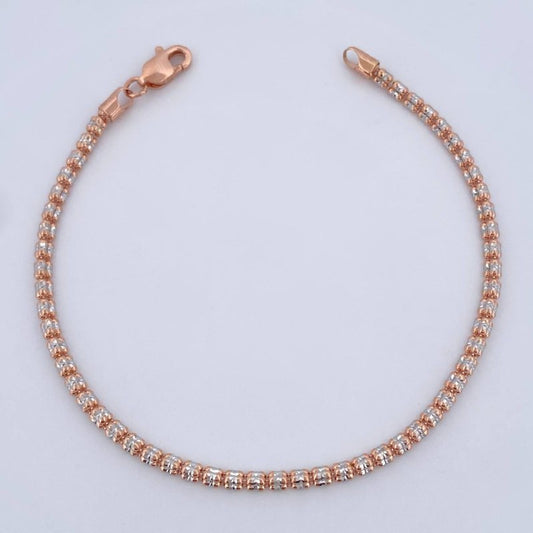 Pulso Ice 4.1gr / 18cm / Dos Oros Blanco Rosa +4 14K Italy &