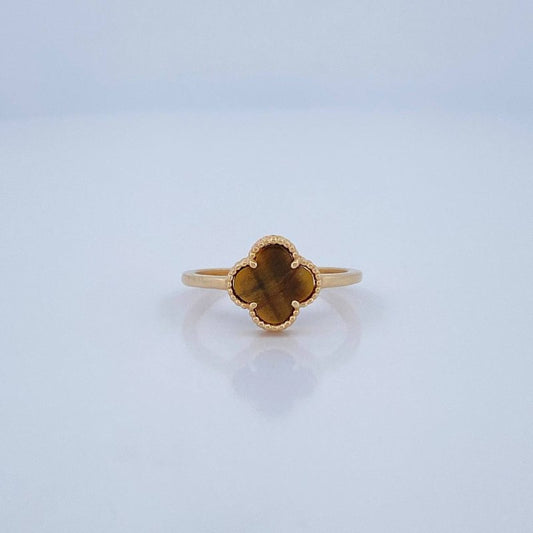 Anillo Trebol Solitario 1.75gr / T5 3/4 / Oro Amarillo Nac.Esp. 18K $