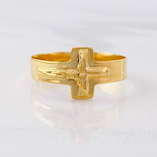 Anillo Cruz Cristo 1.6g / T8 Oro Amarillo 18K