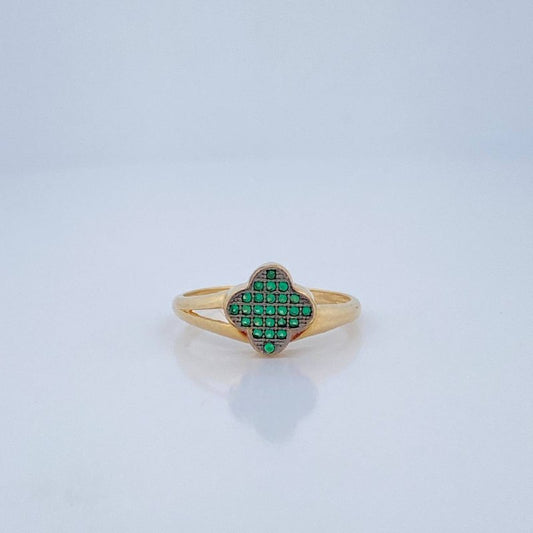 Anillo Trebol Doble Linea 2.65gr / T7 1/2 / Oro Amarillo 18K $