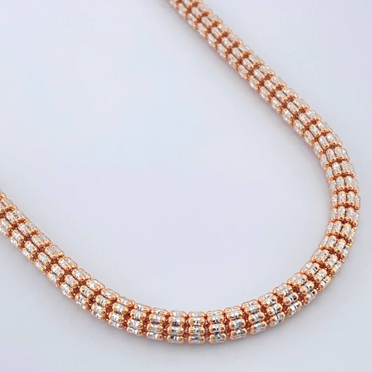 Cadena Ice 35.3gr / 66.5cm / 4.4mm Dos Oros Blanco Rosa +4 14K Italy &