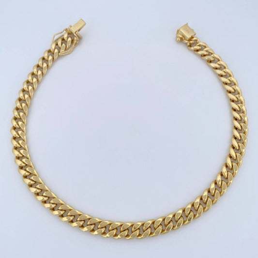 Tobillera Cubana 6.5gr / 23.2cm / Oro Amarillo +1 14K Italy &