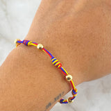 Pulsera Tricolor 5mm Bolas Lisas 6 Und Oro Amarillo 18K (A.C) Pulsera Tricolor 5mm Bolas Lisas 6 Und Oro Amarillo 18K (A.C)