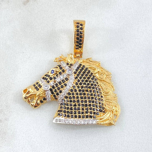 Dije Caballo 7.4gr / 3.7cm / Dos Oros Amarillo Blanco 18K *