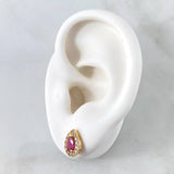 Topos Gota 2.65gr / 1cm / Circones Blancos - Fucsia Oro Amarillo 18K Topos Gota 2.65gr / 1cm / Circones Blancos - Fucsia Oro Amarillo 18K