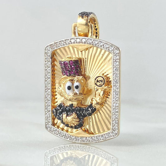 Dije Placa Bolsa Dinero 7.6gr / 4.2cm / Dos Oros Amarillo Blanco 18K ©