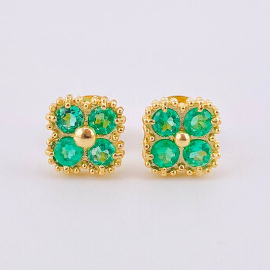 Topos Trebol Esmeraldas 40Pts 2.8 g / 8.4 mm Oro Amarillo 18K