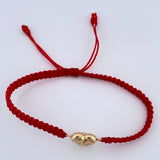 Pulsera Tejida Roja Corazon 0.85gr / Oro Amarillo 18K & Pulsera Tejida Roja Corazon 0.85gr / Oro Amarillo 18K &
