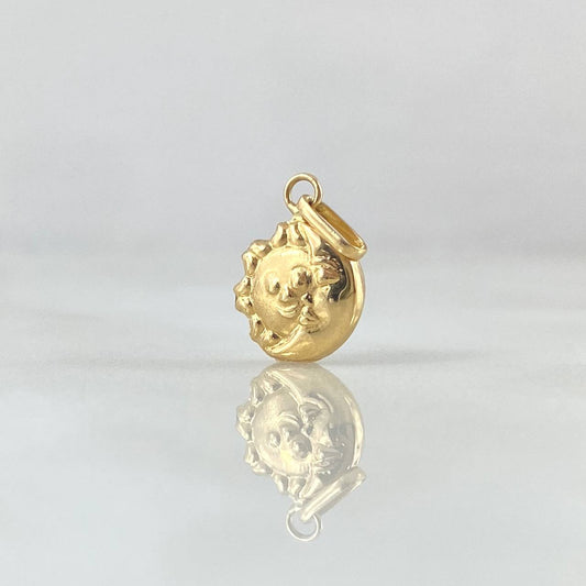Dije Sol Luna 0.4gr / 1.5cm / Troquelado Oro Amarillo 18K *