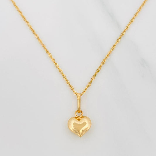 Set Cadena Singapur + Dije Corazon / 2.05 g / 45 cm Oro Amarillo 18K