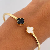 Pulso Aro Trebol 6.65gr / 18.5cm / 2.3mm Onix Negro Nacar Blanco Oro Amarillo +4 18K & Pulso Aro Trebol 6.65gr / 18.5cm / 2.3mm Onix Negro Nacar Blanco Oro Amarillo +4 18K &