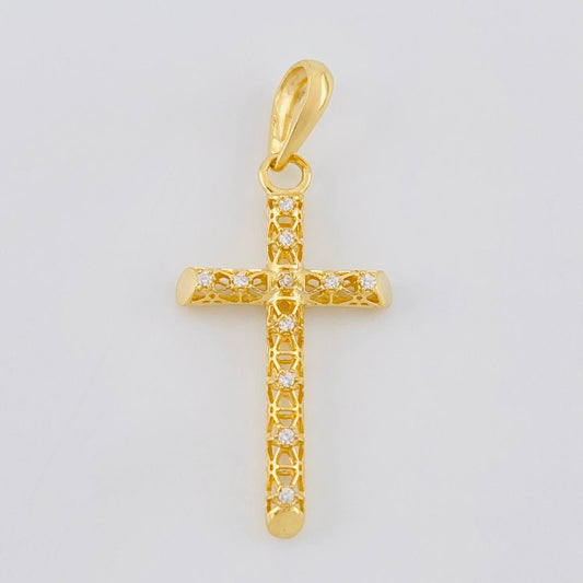 Dije Cruz Malla Latina 1.4 g / 3.5 cm Oro Amarillo 18K