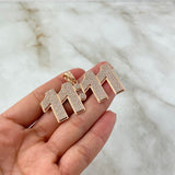 Fabricación Dije Hora Personalizado 16gr / Circones Blancos Oro Rosa 18K Fabricación Dije Hora Personalizado 16gr / Circones Blancos Oro Rosa 18K