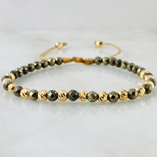 Pulsera Dorada Pirita Grisacea 1.5gr / Oro Amarillo 18K *