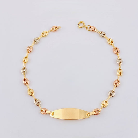 Pulso Bebé Gc Placa Ovalada Lisa 1.45gr / 14.5cm / 3.2mm Tres Oros 18K ©
