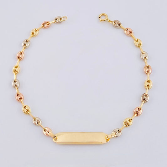 Pulso Bebé Gc Placa Rectangular Curva 1.45gr / 14.5cm / 3.2mm Tres Oros 18K ©