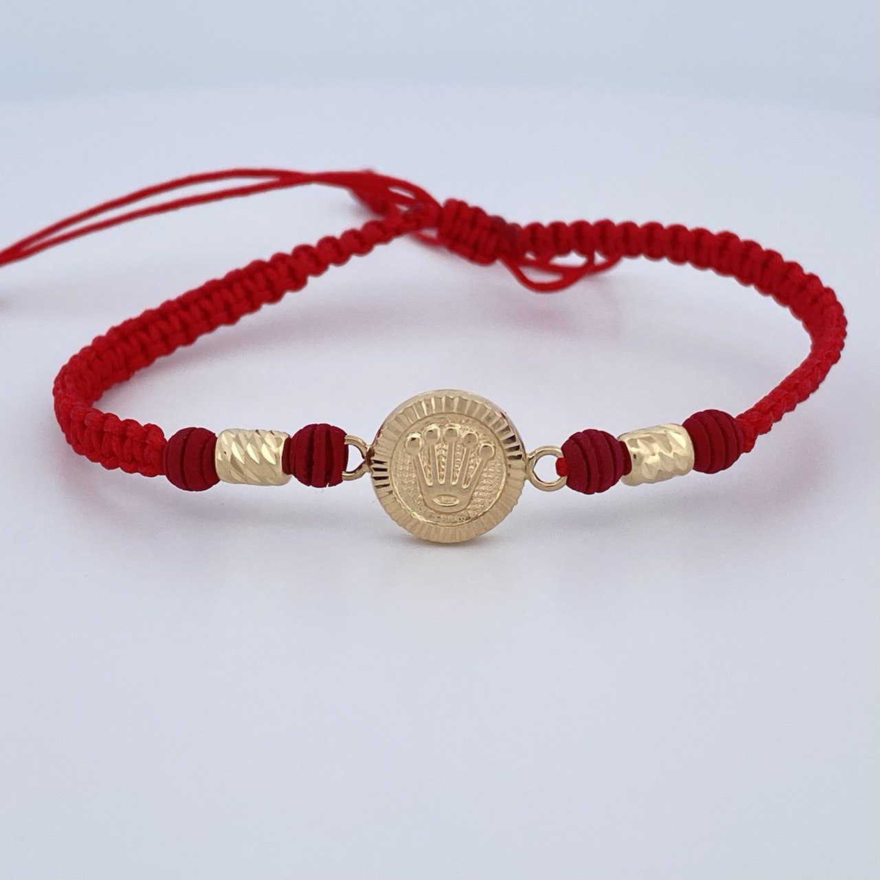 Pulsera Tejida Roja Corona Rx 1.2gr / Oro Amarillo 18K & Pulsera Tejida Roja Corona Rx 1.2gr / Oro Amarillo 18K &