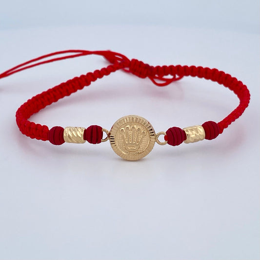 Pulsera Tejida Roja Corona Rx 1.2gr / Oro Amarillo 18K &