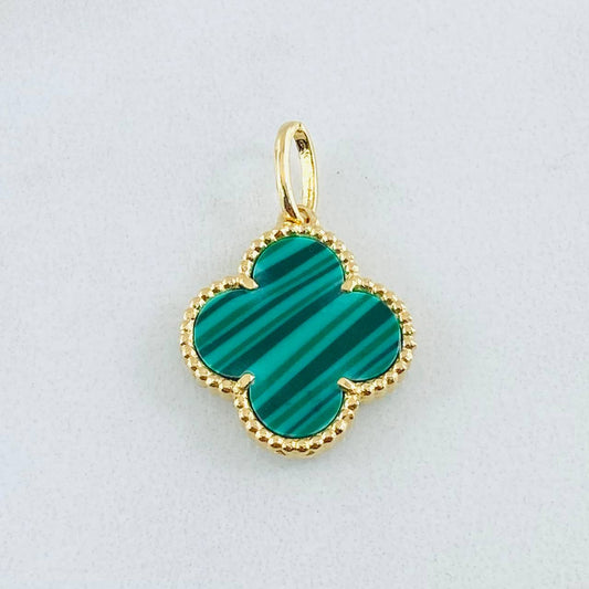 Dije Trebol Verde 1.8gr / 2.2cm / Oro Amarillo Nac.Esp. 18K ©