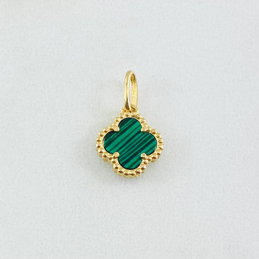 Dije Trebol Verde 1.3gr / 1.7cm / Oro Amarillo Nac.Esp. 18K ©