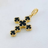 Dije Cruz Trebol Onix Negro 2.9gr / 3.2cm / Oro Amarillo Nac.Esp. 18K * Dije Cruz Trebol Onix Negro 2.9gr / 3.2cm / Oro Amarillo Nac.Esp. 18K *