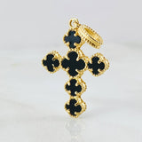 Dije Cruz Trebol Onix Negro 2.9gr / 3.2cm / Oro Amarillo Nac.Esp. 18K * Dije Cruz Trebol Onix Negro 2.9gr / 3.2cm / Oro Amarillo Nac.Esp. 18K *