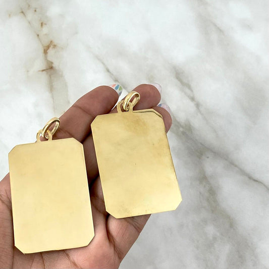 Fabricacion Bajo Pedido Par De Dijes Placa Para Fotograbar 27gr / Oro Amarillo 18K