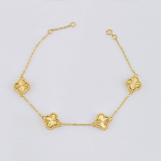 Pulso Trebol Dorado 5.9gr / 18cm-19.5cm / 1.4mm Oro Amarillo Nac.Esp. 18K *