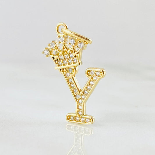 Dije Letra Y Corona 1.5gr / 2.7cm / Oro Amarillo 18K *