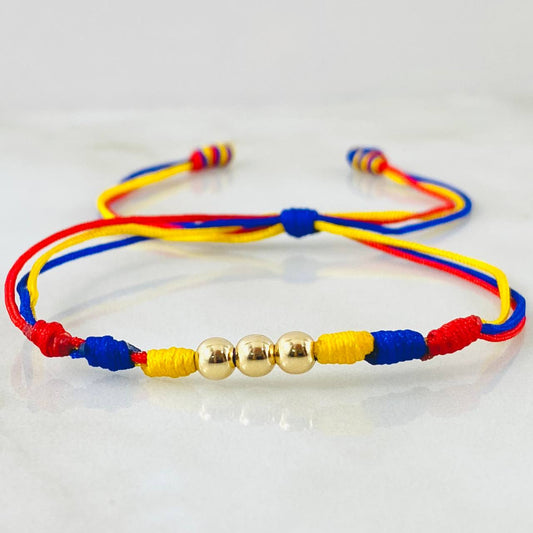 Pulsera Tricolor Bolas Estilo 1° 0.25gr / Oro Amarillo 18K *