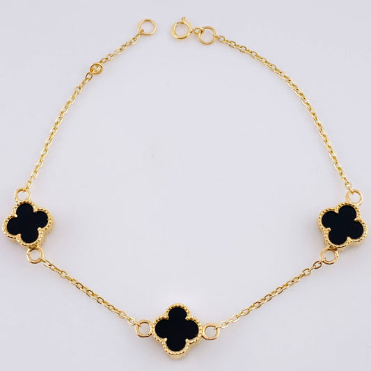 Pulso Modulable Aro Seguido Trebol 3.7 g / 18.3 cm - 17.1 cm / 1.3 mm Oro Amarillo 18K