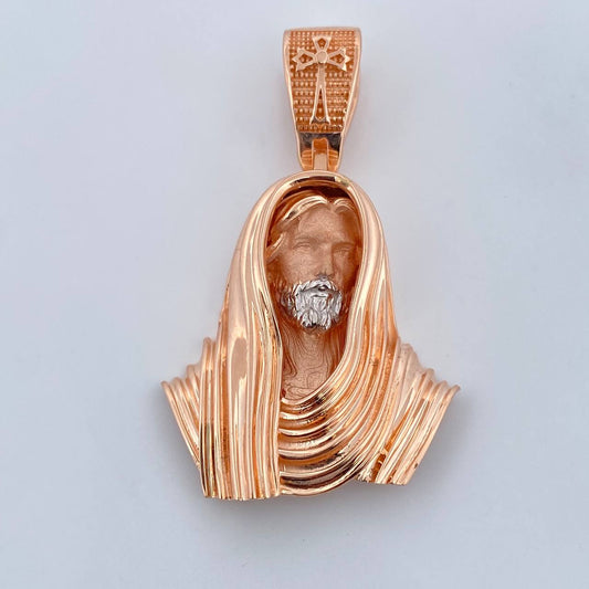 Dije Rostro Cristo 21.75gr / 5.5cm / Dos Oros Blanco Rosa 18K $