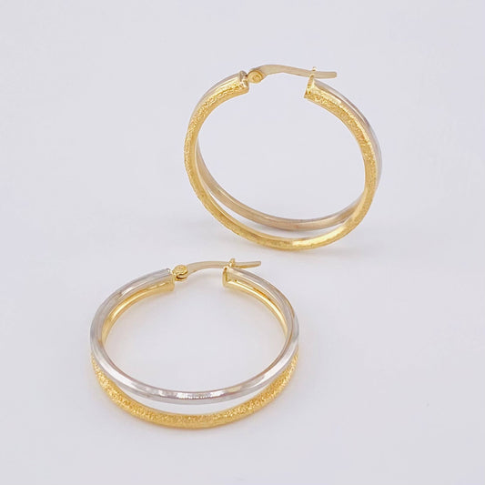 Candongas Jessi 3.75 g / 3,4 cm Dos Oros Amarillo Blanco 18K