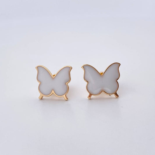 Topos Mariposa 2.4gr / Electroestatico Blanco Oro Amarillo 18K &