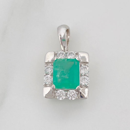 Dije Halo Esmeralda 1.22 Qts 1.7 g / 2 cm Plata 925