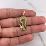 Dije Virgen Maria 2.25gr / 2.9cm / Circones Verdes Blancos Oro Amarillo 18K & Dije Virgen Maria 2.25gr / 2.9cm / Circones Verdes Blancos Oro Amarillo 18K &