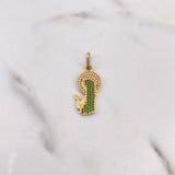 Dije Virgen Maria 2.25gr / 2.9cm / Circones Verdes Blancos Oro Amarillo 18K & Dije Virgen Maria 2.25gr / 2.9cm / Circones Verdes Blancos Oro Amarillo 18K &