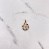Dije Virgen Maria 1.65gr / 2.3cm / Circones Azules Blancos Oro Amarillo 18K & Dije Virgen Maria 1.65gr / 2.3cm / Circones Azules Blancos Oro Amarillo 18K &