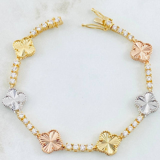 Pulso Tennis Trebol 14.8gr / 18cm / Tres Oros Nac.Esp. 18K