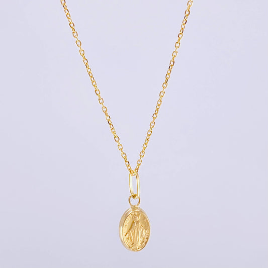 Set Cadena Aro Seguido + Dije Virgen De La Milagrosa / 1.05 g / 45 cm Oro Amarillo 18K