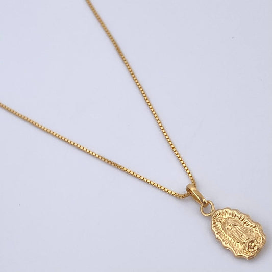 Set Cadena Veneciana /1.85gr/45cm /0.4mm + Dije Virgen Guadalupe/0.45gr/2cm Troquelado Oro 18K (Oferta) $