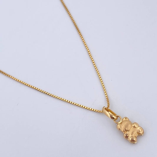 Set Cadena Veneciana / 1.8gr/45cm/0.9mm + Dije Oso / 0.35gr/1.5cm Troquelado Oro 18K (Oferta) $