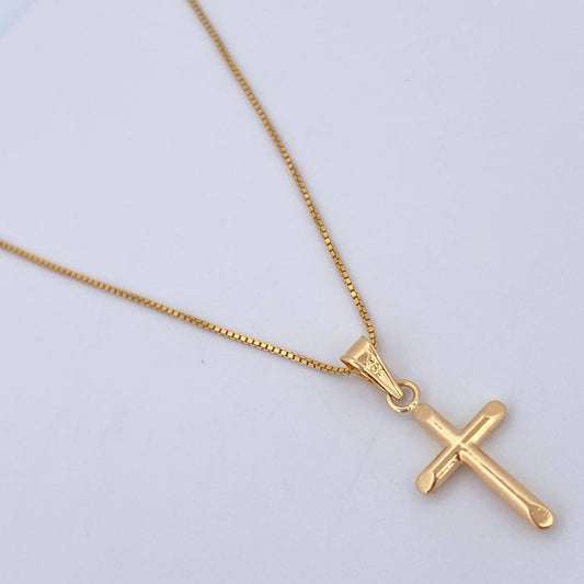 Set Cadena Veneciana /1.8gr/45cm/0.4mm + Dije Cruz/0.45gr/2cm Troquelado Oro 18K (Oferta) $