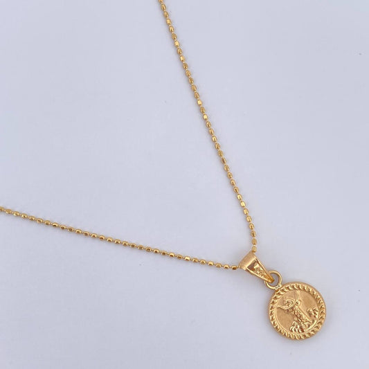 Set Cadena Militar /1.35gr/45cm/0.6mm + Dije Divino Niño/0.5gr/2.0cm Troquelado Oro 18K (Oferta) &