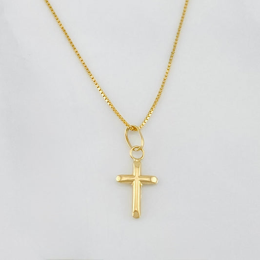 Set Cadena Veneciana + Dije Cruz / 1.4 g / 45 cm Oro Amarillo 18K