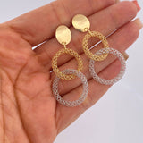 Topos Aretes Aros 5.15gr / 4.8cm / Dos Oros Amarillo Blanco +4 18K & Topos Aretes Aros 5.15gr / 4.8cm / Dos Oros Amarillo Blanco +4 18K &