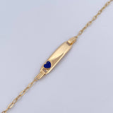 Pulso Bebé Cajon Corazon Azul 1.4gr / 13cm-14.1cm / 1.5mm Placa Rectangular Curva Oro Amarillo 18K & Pulso Bebé Cajon Corazon Azul 1.4gr / 13cm-14.1cm / 1.5mm Placa Rectangular Curva Oro Amarillo 18K &