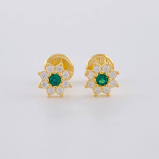 Topos Flor Ocho Petalos 0.85 g / 6.3 mm Oro Amarillo 18K