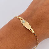 Pulso Bebé Cajon Corazon Azul 1.4gr / 13cm-14.5cm / 1.5mm Nube Bordeada Oro Amarillo 18K & Pulso Bebé Cajon Corazon Azul 1.4gr / 13cm-14.5cm / 1.5mm Nube Bordeada Oro Amarillo 18K &