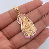 Dije Virgen Del Carmen 7.05gr / 4cm / Circones Fucsias Blancos Oro Amarillo 18K & Dije Virgen Del Carmen 7.05gr / 4cm / Circones Fucsias Blancos Oro Amarillo 18K &